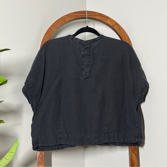 Everlane 14 Black The Linen Drape Dolman Short Sleeve Blouse Top - Picture 3 of 9